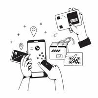 Retail store using digital payment systems concept as A retail store implementing digital payment systems like QR codes and mobile payments showcasing digital transformation in ret v1 vector