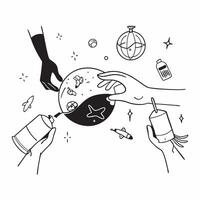 Rescue team saving a sea turtle concept as High resolution image of a rescue team saving a sea turtle entangled in plastic waste set against a glossy backdrop symbolizing human eff v1 vector