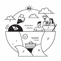 Relaxing on a cruise ship concept as Passengers relaxing on a luxurious cruise ship enjoying the amenities and ocean views Ideal for content about travel leisure and cruise vacati v1 vector