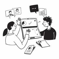 Remote team in a virtual meeting concept as A remote team engaged in a virtual meeting using conferencing tools highlighting the shift to digital communication in Photo Stoc v1 vector
