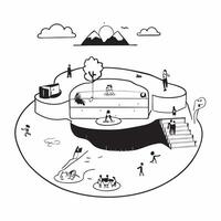Relaxing in a hot spring concept as Travelers relaxing in a natural hot spring enjoying the warm water and scenic surroundings Ideal for content about travel relaxation and wellne v1 vector