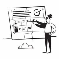 Project manager using a Gantt chart concept as A project manager using a Gantt chart to plan and track project progress showcasing high performance in time management and project e v1 vector