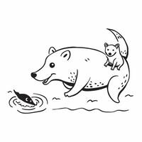 Polar bear hunting seal concept as A polar bear hunting a seal on the ice showcasing the strength and endurance of this Arctic predator in Photo Stock Concept v1 vector