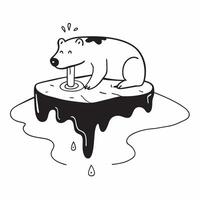 Polar bear on melting ice concept as High resolution image of a polar bear on a small melting ice floe against a glossy backdrop symbolizing the impact of high carbon emissions on v1 vector