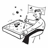 Playing pool concept as A man playing pool in a bar emphasizing the skill strategy and social aspects of this classic recreational hobby in Photo Stock Concept v1 vector