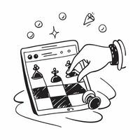 Playing chess online concept as A man playing chess online highlighting the strategic thinking and mental engagement of this classic hobby in a digital format in Photo Stock Conce v1 vector