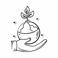Plant sprouting from the earth icon concept as An icon of a plant sprouting from the Earth representing growth renewal and sustainable agriculture practices in Photo Stock Concept v1 vector