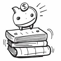 Piggy bank on a stack of financial documents concept as A piggy bank on a stack of financial documents symbolizing savings financial planning and cost saving practices in business v1 vector
