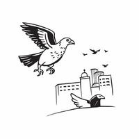 Peregrine falcon hunting pigeons concept as A peregrine falcon hunting pigeons in an urban setting highlighting its incredible speed and adaptability in Photo Stock Concept v1 vector