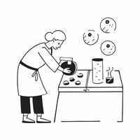 Personal care business owner mixing products in a small lab concept as A personal care business owner mixing products in a small lab highlighting creativity attention to detail and v1 vector