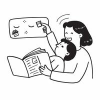 Parent reading a bedtime story to a child concept as A candid shot of a parent reading a bedtime story to a child showcasing the warmth bonding and intimate moments of parenthood w Clean Version 2 vector