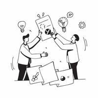 Partners planning joint venture integration concept as Partners planning the integration of their joint venture representing high performance collaboration and strategic planning f v1 vector