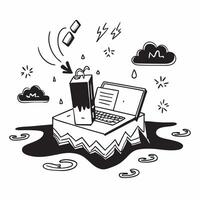 Office flood concept as An office dealing with a flood symbolizing a bad day filled with chaos damage and disruption to business operations in Photo Stock Concept v1 vector