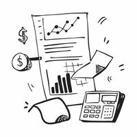 Office desk with financial charts calculator and notes concept as An office desk with financial charts a calculator and notes representing financial planning analysis and cost savi v1 vector