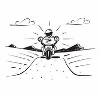 Motorcycling on open road concept as A man motorcycling on an open road capturing the sense of freedom adventure and thrill involved in this popular hobby in Photo Stock Concept v1 vector