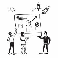 Marketing team planning new product launch concept as A marketing team planning the launch of a new product symbolizing high performance creativity and strategic planning for busin v1 vector