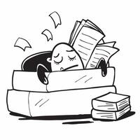Marketing manager asleep on proposals concept as A marketing manager asleep on a pile of proposals in their office highlighting the effort and long hours required in developing mar v1 vector