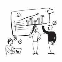 Marketing team discussing campaign results concept as A marketing team discussing the results of a recent campaign highlighting strategic planning data analysis and high performanc v1 vector