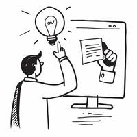 Man holding light bulb in office concept as A man holding a light bulb in an office highlighting the moment of inspiration and new ideas for work in Photo Stock Concept v1 vector