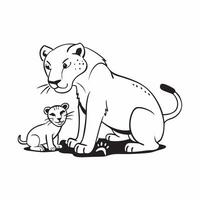 Lioness teaching cubs to hunt concept as A lioness teaching her cubs to hunt in the savannah emphasizing the importance of survival skills and family bonds in Photo Stock Concept v1 vector