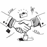 Leaders shaking hands after joint venture deal concept as Business leaders shaking hands after finalizing a joint venture deal representing high performance trust and successful bu v1 vector
