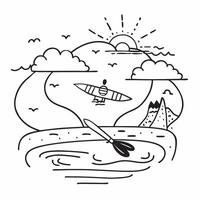 Kayaking in river concept as A man kayaking in a river emphasizing the adventure physical challenge and connection to nature involved in this popular hobby in Photo Stock Concept v1 vector
