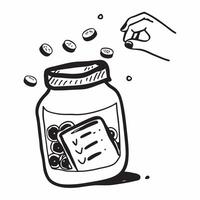 Jar filled with coins labeled Emergency Fund concept as A jar filled with coins labeled Emergency Fund symbolizing the importance of saving for unforeseen expenses and financial se Clean Version 2 vector