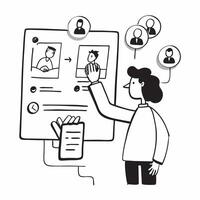 HR manager using digital recruitment tools concept as An HR manager using digital recruitment tools to hire candidates highlighting the impact of digital transformation in human re v1 vector