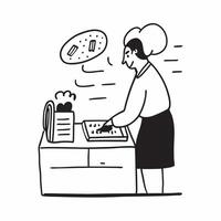 Home based bakery owner preparing an order concept as A home based bakery owner preparing an order highlighting creativity attention to detail and customer satisfaction in small bu v1 vector