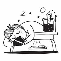 HR manager asleep on paperwork concept as An HR manager asleep on a stack of paperwork in their office highlighting the administrative demands and long hours in human resources in v1 vector