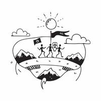 Hiking in the mountains concept as A group of hikers trekking through a scenic mountain trail enjoying the natural beauty and adventure Ideal for content about outdoor activities v1 vector