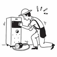 Handyman repairing a customer home appliance concept as A handyman repairing a customer home appliance highlighting technical skills customer service and reliability in small busin v1 vector