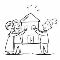Happy family in front of new home concept as A happy family standing in front of their new home representing the excitement and satisfaction of finding the perfect house for sale v1 vector