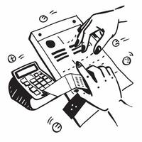 Hands typing on a calculator with financial documents nearby concept as Hands typing on a calculator with financial documents nearby symbolizing budgeting financial analysis and co v1 vector