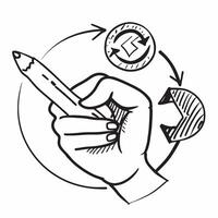 Hand with recycling arrows icon concept as An icon of a hand with recycling arrows representing personal responsibility and commitment to sustainable practices in Photo Stock Conc v1 vector