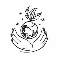 Hand with green leaves icon concept as An icon of a hand holding green leaves representing care for the environment and sustainable living practices in Photo Stock Concept v1 vector