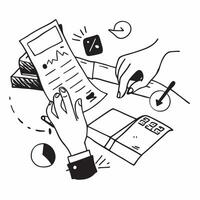Hands typing on a calculator with financial documents nearby concept as Hands typing on a calculator with financial documents nearby symbolizing budgeting financial analysis and co Clean Version 2 vector