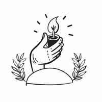 Hand with sprouting plant icon concept as An icon of a hand holding a sprouting plant representing nurturing nature and sustainable growth practices in Photo Stock Concept v1 vector