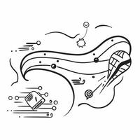 Glossy transportation innovation waves concept as Digital art showcasing glossy transportation innovation waves symbolizing the dynamic and innovative nature of transportation tech v1 vector