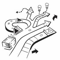 Glossy strategy pathways concept as Digital art showcasing glossy strategy pathways representing the direction and innovation in business strategies in Photo Stock Concept v1 vector