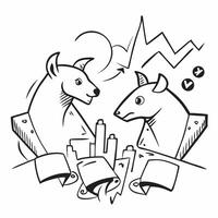 Glossy stock market bull and bear concept as Glossy images of the iconic stock market bull and bear statues set against a colorful backdrop symbolizing market trends and economic f v1 vector