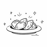 Glossy Spanish empanadas concept as Glossy golden brown Spanish empanadas arranged on a chic platter filled with savory ingredients perfect for a luxurious and appetizing treat in v1 vector