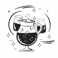 Glossy sangria pitcher and glasses concept as Stylish setup of a glossy sangria pitcher and glasses filled with rich red wine fruits and ice exuding a refreshing and luxurious vibe v1 vector