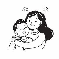 Glossy mum and kid embrace concept as Digital art showcasing a glossy mum and kid embrace representing the warmth and connection in their relationship in Photo Stock Concept v1 vector