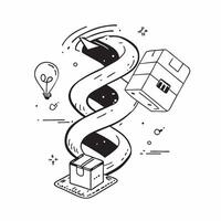 Glossy logistics innovation spirals concept as Digital art with glossy logistics spirals representing the dynamic and innovative nature of logistics technology in Photo Stock Conc v1 vector