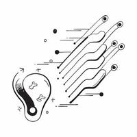 Glossy data streams concept as Abstract digital art featuring glossy data streams representing the flow and innovation in research technology in Photo Stock Concept Clean Version 2 vector