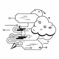 Glossy cyber innovation clouds concept as Abstract digital art with glossy cyber innovation clouds representing the expansive and innovative nature of cyber security technology in v1 vector