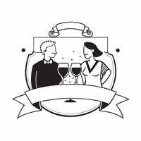 Glossy couple dinner charm concept as Digital art showcasing a glossy couple dinner charm representing the romantic and elegant setting of a couples dinner in Photo Stock Concept v1 vector