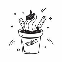Glossy churros with chocolate dip concept as Stylishly presented glossy churros with a rich chocolate dip set against a sleek reflective backdrop perfect for a luxurious dessert ex v1 vector