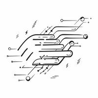 Glossy abstract lines concept as Abstract digital art with glossy lines representing the flow and innovation in digital technology in Photo Stock Concept v1 vector